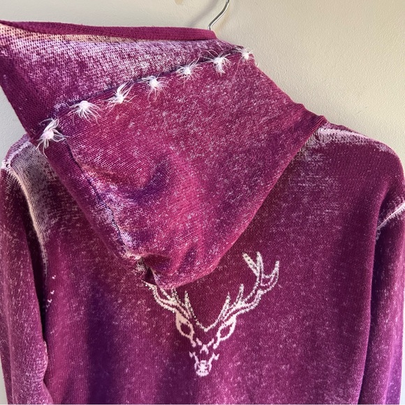 Almgwand ~Vintage Austrian Reindeer Button Front Hoodie Cardigan Sweater~ XL /16 - Picture 9 of 15